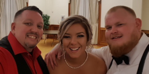 DJ James after a wedding with the Bride and Groom at Middletown Memorial Hall